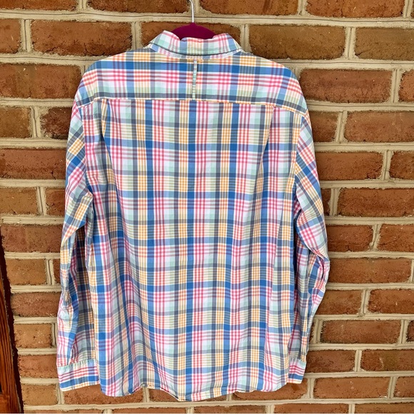 Pastel plaid mens long sleeve dress shirt. XL Slim - Picture 6 of 7